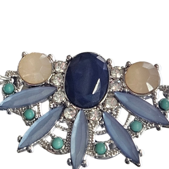 Loft necklace. dark blue, light blue, cz, opal, and turquoise colored st… - Picture 4 of 10